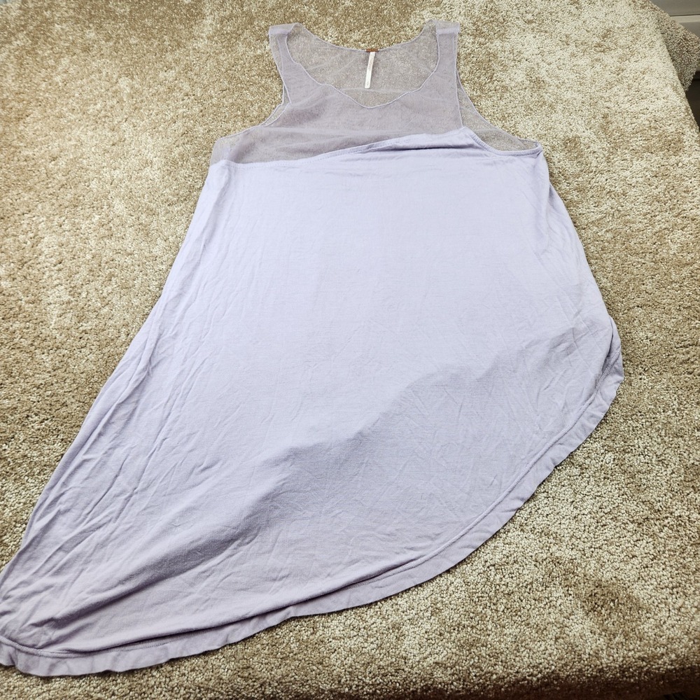Free People Lavender Purple Sheer Mesh Panel High‎ Low Tank Top Small